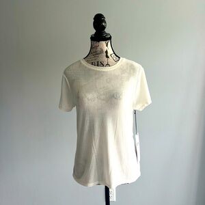 ALO NWT Ribbed Sea Coast short sleeve Tee Medium Off white